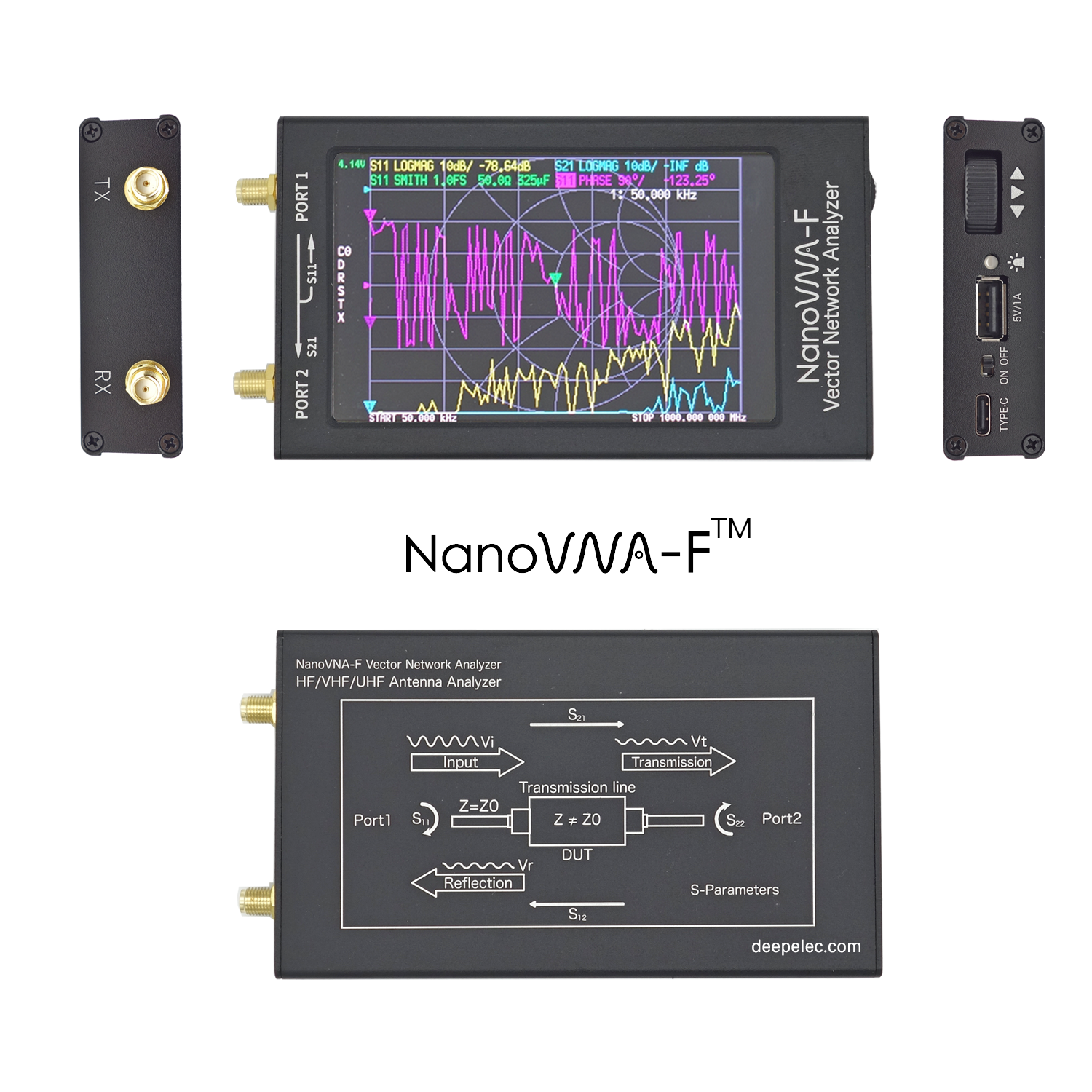 thumbnail image 2 of NanoVNA-F Vector Network Analyzer - 10kHz-1500MHz, 4.3" IPS Display, V3.1 Hardware 2 of 4